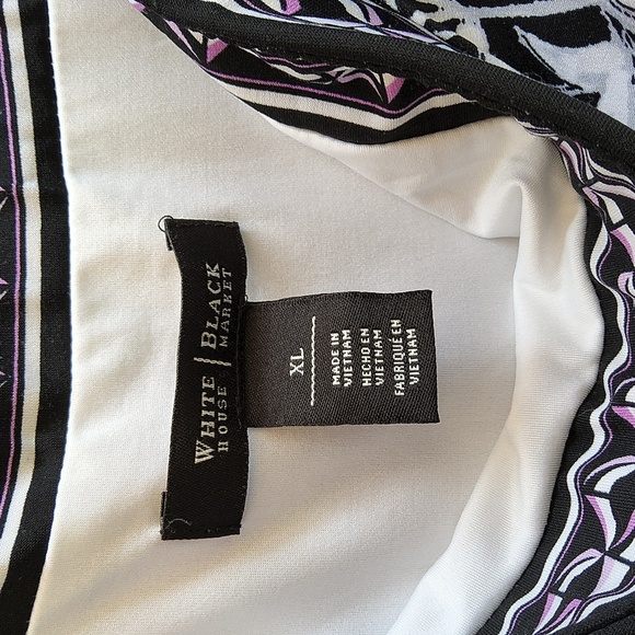 White House Black Market Black and Purple Floral Strapless Dress Size XL - Picture 10 of 12